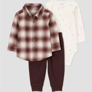 Carter's 3 piece- Plaid Shirt and Pants Set